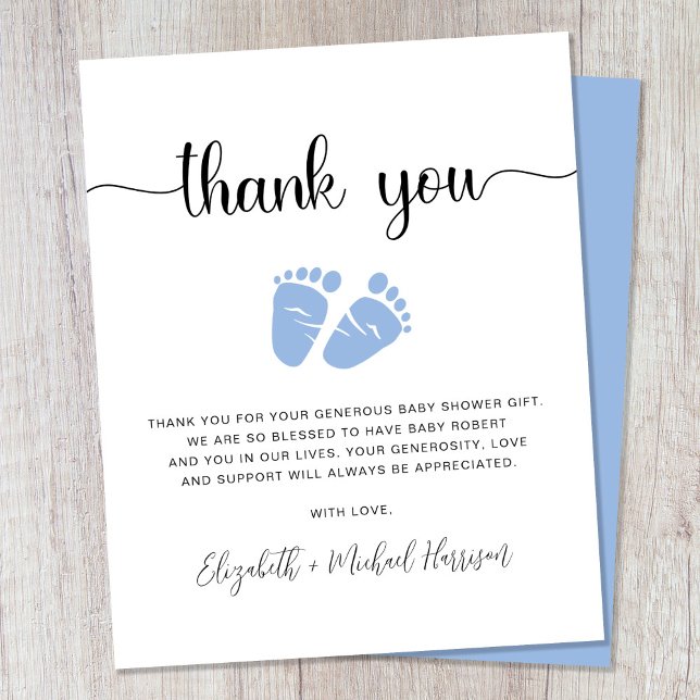 Budget Baby Boy Shower Thank You Card (Creator Uploaded)
