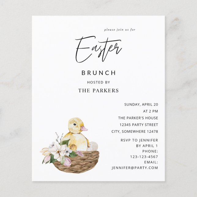 Budget Baby Duck & Easter Egg Floral Easter  Flyer (Front)
