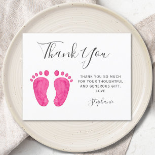 Budget Baby Feet Pink Baby Shower Thank You Card