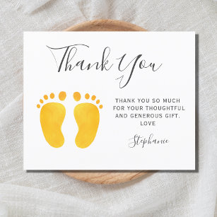 Budget Baby Feet Yellow Baby Shower Thank You Card