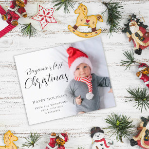 BUDGET Baby First Christmas Script Custom Photo 