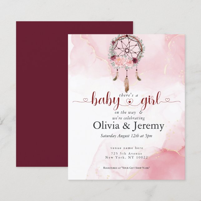 Budget Baby Girl on the Way Pink Dream Catcher (Front/Back)