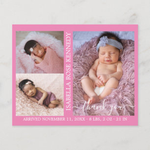 Budget Baby Girl Photo Collage Birth Announcement 