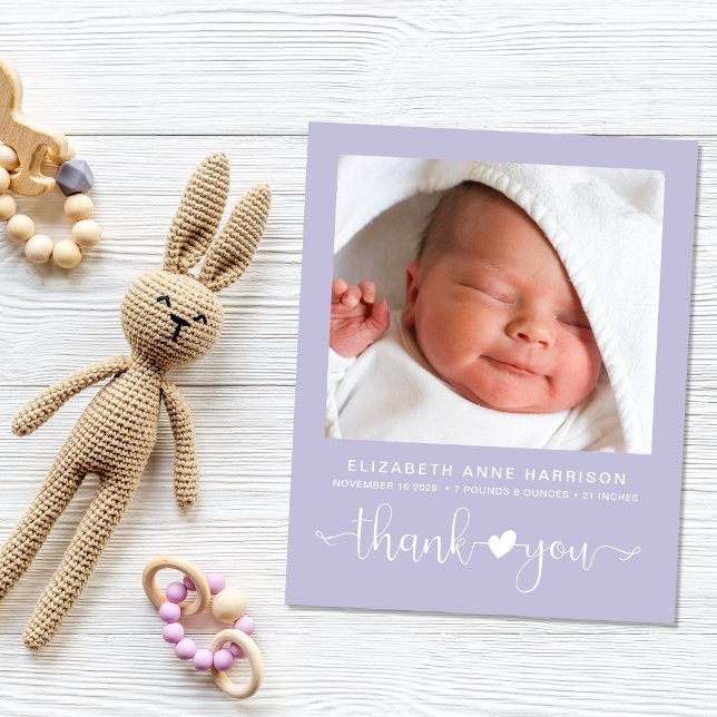 Budget Baby Girl Photo Purple Birth Announcement (Creator Uploaded)