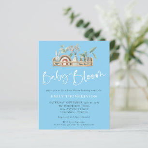 Budget Baby In Bloom Boho Blue Baby Shower Invite