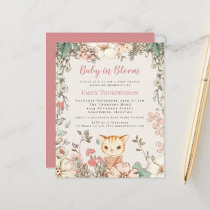 Budget Baby In Bloom Cat Girl Baby Shower Invite
