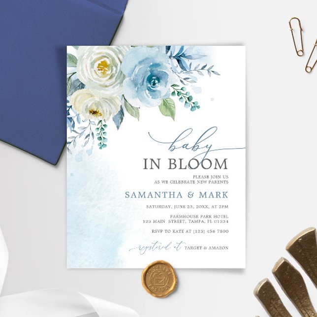 BUDGET Baby in Bloom Dusty Baby Shower Invitation (Creator Uploaded)