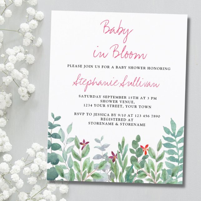 Budget Baby in Bloom Eucalyptus Baby Shower Invite (Creator Uploaded)