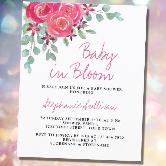 Budget Baby in Bloom Floral Baby Shower Invitation (Creator Uploaded)
