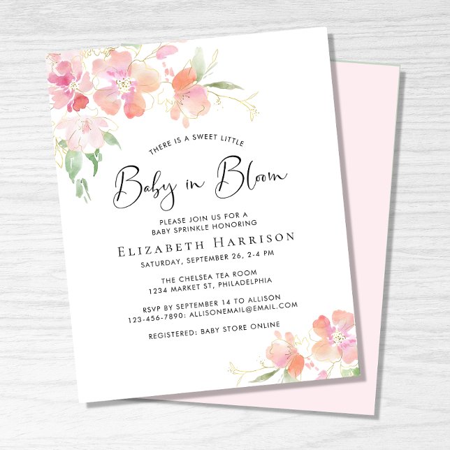 Budget Baby in Bloom Floral Sprinkle Invitation (Creator Uploaded)