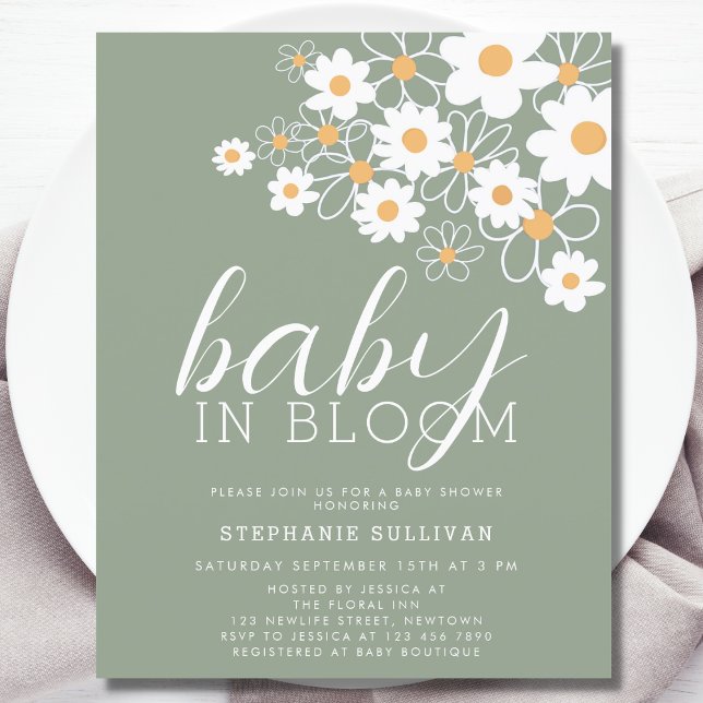 Budget Baby In Bloom Green Baby Shower Invite (Creator Uploaded)