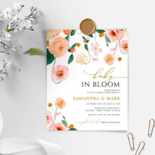 BUDGET Baby in Bloom Pink Poppy Shower Invitation