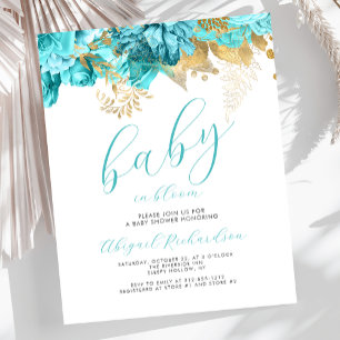 Budget Baby in Bloom Turquoise Floral Baby Shower