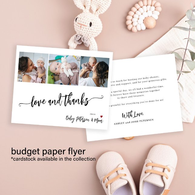 Budget baby shower 3 photos thank you card (Creator Uploaded)