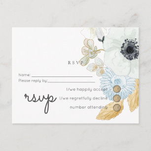 BUDGET Baby Shower Blue Anemone Invitation Postcard