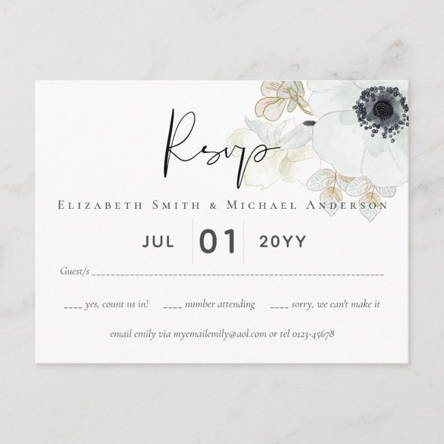 BUDGET Baby Shower Blue Anemone Postcard (Front)