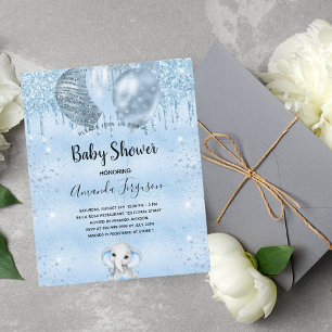 Budget Baby Shower blue elephant boy invitation