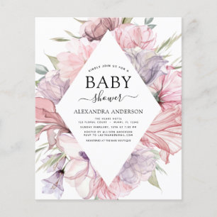 Budget Baby Shower Boho Dusty Pink Purple Flyer
