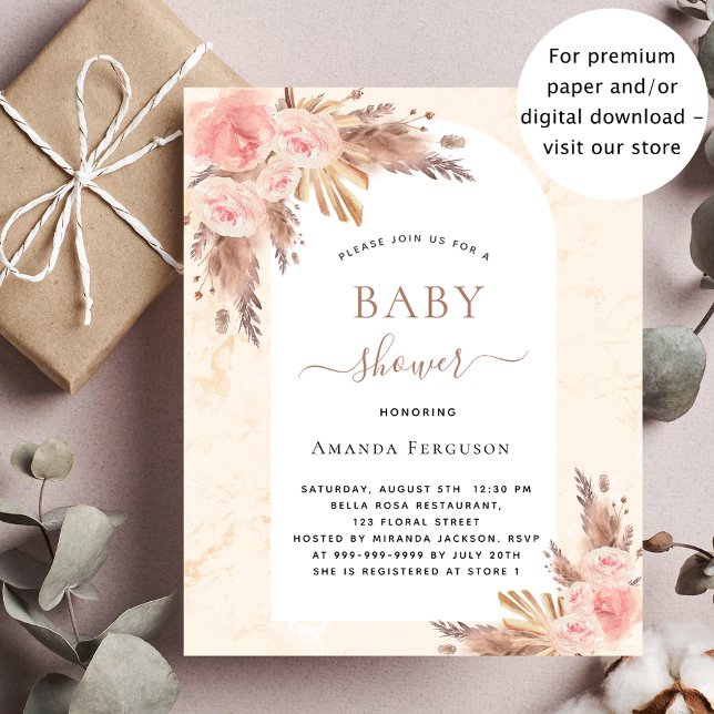 Budget baby shower boho pampas grass rose gold  (Creator Uploaded)