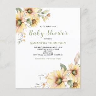 Budget Baby Shower Botanical Floral Invitation