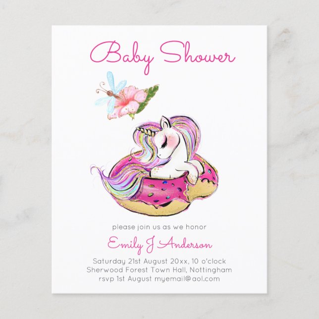 BUDGET Baby Shower Cute Unicorn Doughnut Girls Pin (Front)