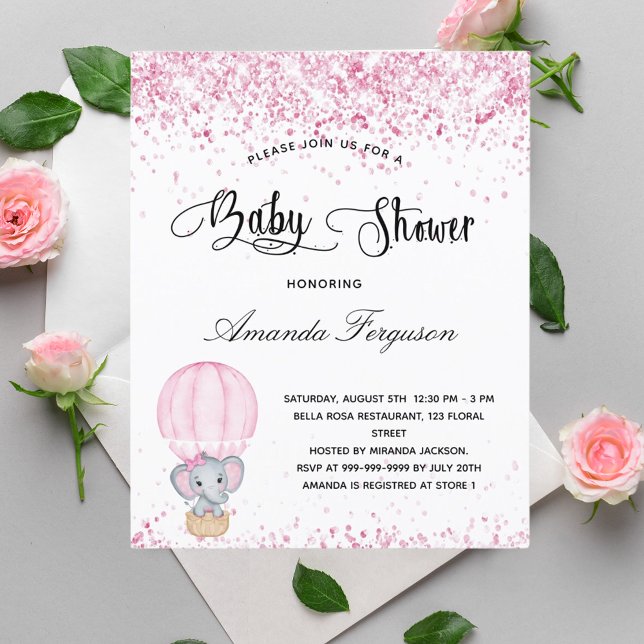 Budget Baby Shower elephant girl blush pink white (Creator Uploaded)
