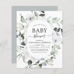 Budget Baby Shower Eucalyptus Floral White Roses