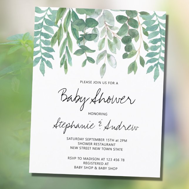 Budget Baby Shower Eucalyptus Greenery Invitation (Creator Uploaded)