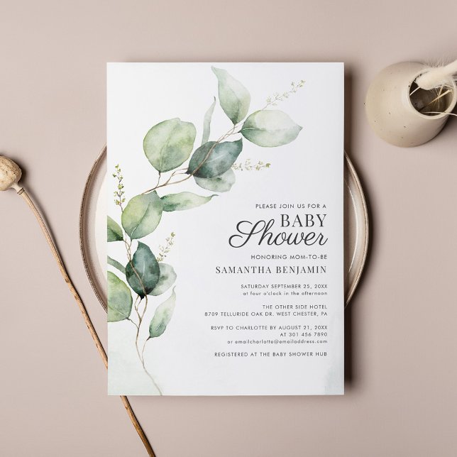 Budget Baby Shower Eucalyptus Greenery Invitation (Creator Uploaded)