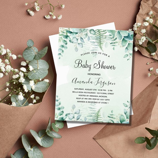 Budget Baby shower eucalyptus woodland invitation (Creator Uploaded)