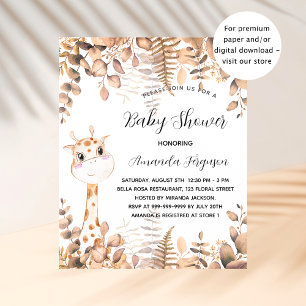 Budget Baby Shower giraffe eucalyptus invitation
