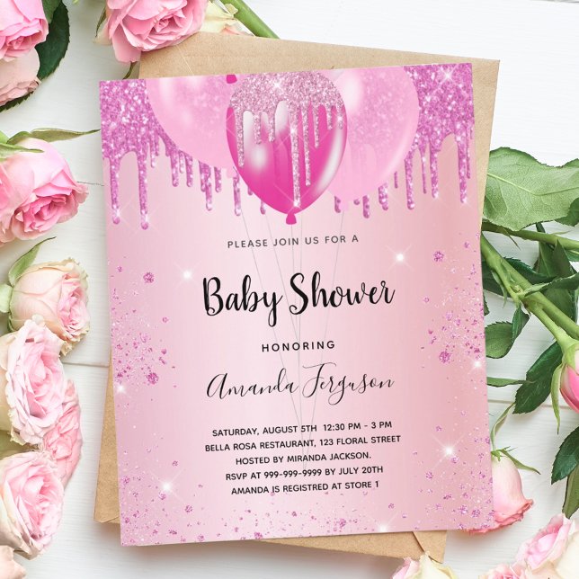 Budget Baby Shower girl pink glitter balloons (Creator Uploaded)