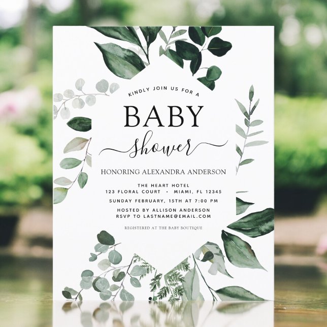 Budget Baby Shower Greenery Botanical Invitation (Creator Uploaded)