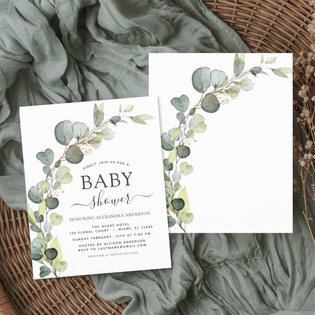 Budget Baby Shower Greenery Eucalyptus Invitations (Creator Uploaded)