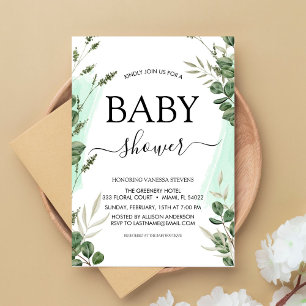 Budget Baby Shower Greenery Eucalyptus Invitations
