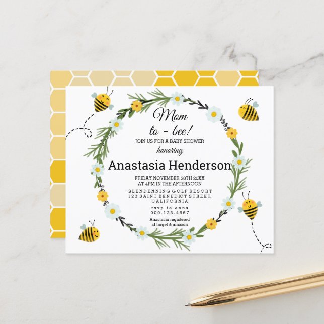 Budget Baby shower Invitation. (Front/Back In Situ)