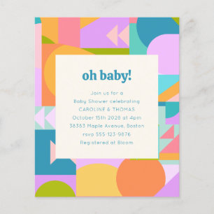 Budget Baby Shower Invitation Colourful Geometric