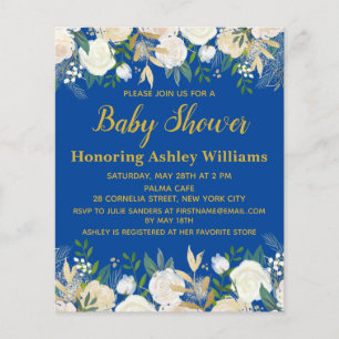 Budget Baby Shower Invitation Royal Blue Boy Gold