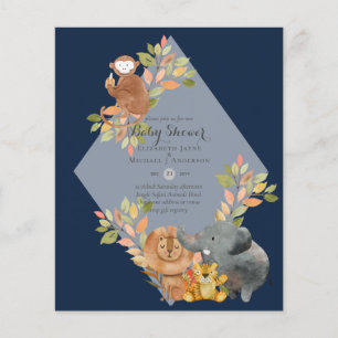 BUDGET Baby SHOWER Invitations - JUNGLE ANIMALS Flyer