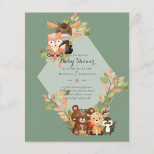 BUDGET BABY SHOWER INVITATIONS - Woodland Animals Flyer