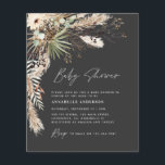 Budget baby shower pampas modern black elegant flyer<br><div class="desc">Budget baby shower pampas grass and eucalyptus modern boho elegant stylish party invite design. In a contemporary terracotta,  sage green,  natural,  cream and black colorway.</div>