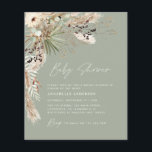 Budget baby shower pampas modern green elegant fly flyer<br><div class="desc">Budget baby shower pampas grass and eucalyptus modern boho elegant stylish party design. In a contemporary terracotta,  sage green,  natural,  cream and black colorway.</div>