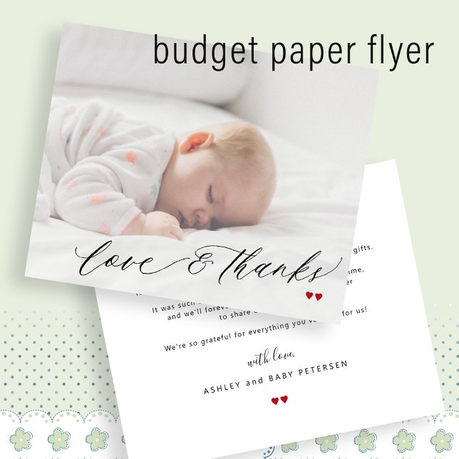 Budget baby shower photo simple thank you card (Creator Uploaded)