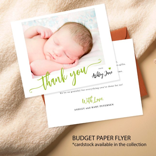 Budget baby shower photo thank you card (Creator Uploaded)