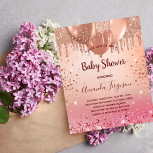 Budget Baby Shower pink rose gold glitter girl