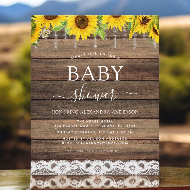 Budget Baby Shower Rustic Sunflower Invitation (Creator Uploaded)
