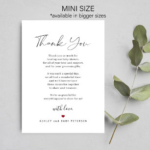 Budget baby shower script thank you card