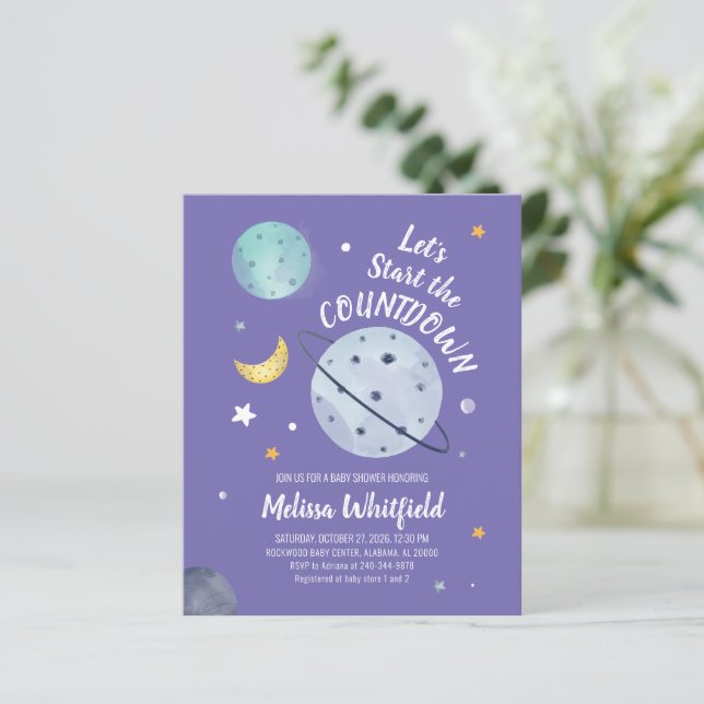 Budget Baby Shower Space Outer Galaxy Invitation (Standing Front)