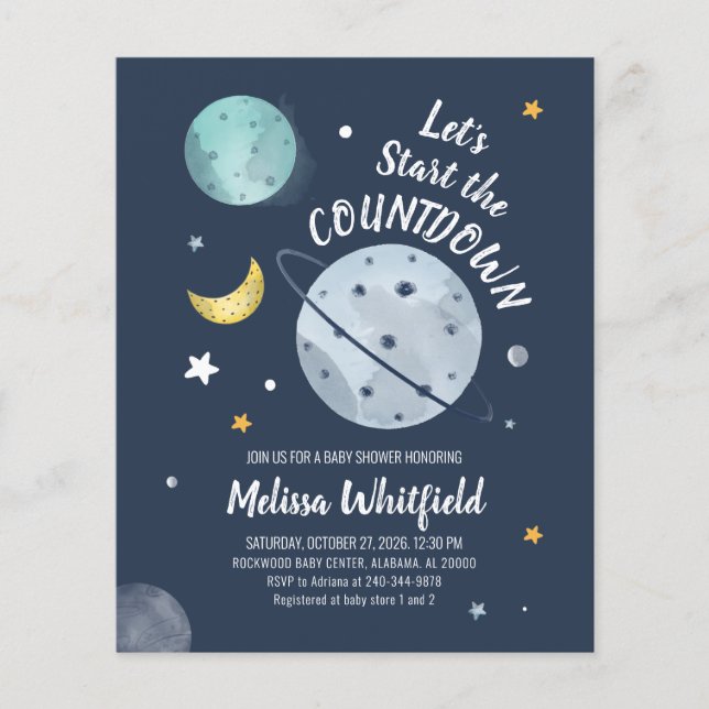 Budget Baby Shower Space Outer Invitation (Front)