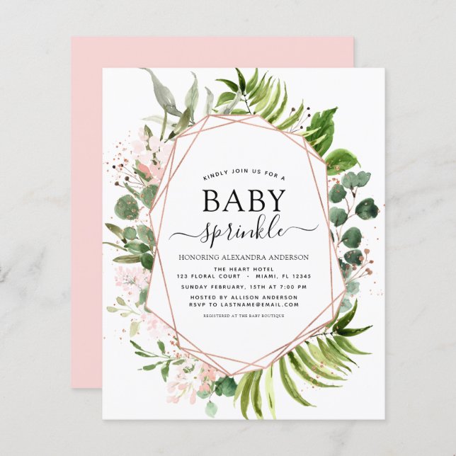 Budget Baby Sprinkle Shower Eucalyptus Greenery (Front/Back)